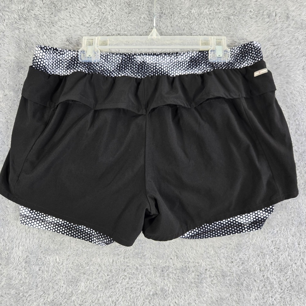 Danskin Now Womens XL 2-in-1 Running Shorts Black White Honeycomb Print Active - Picture 2 of 6